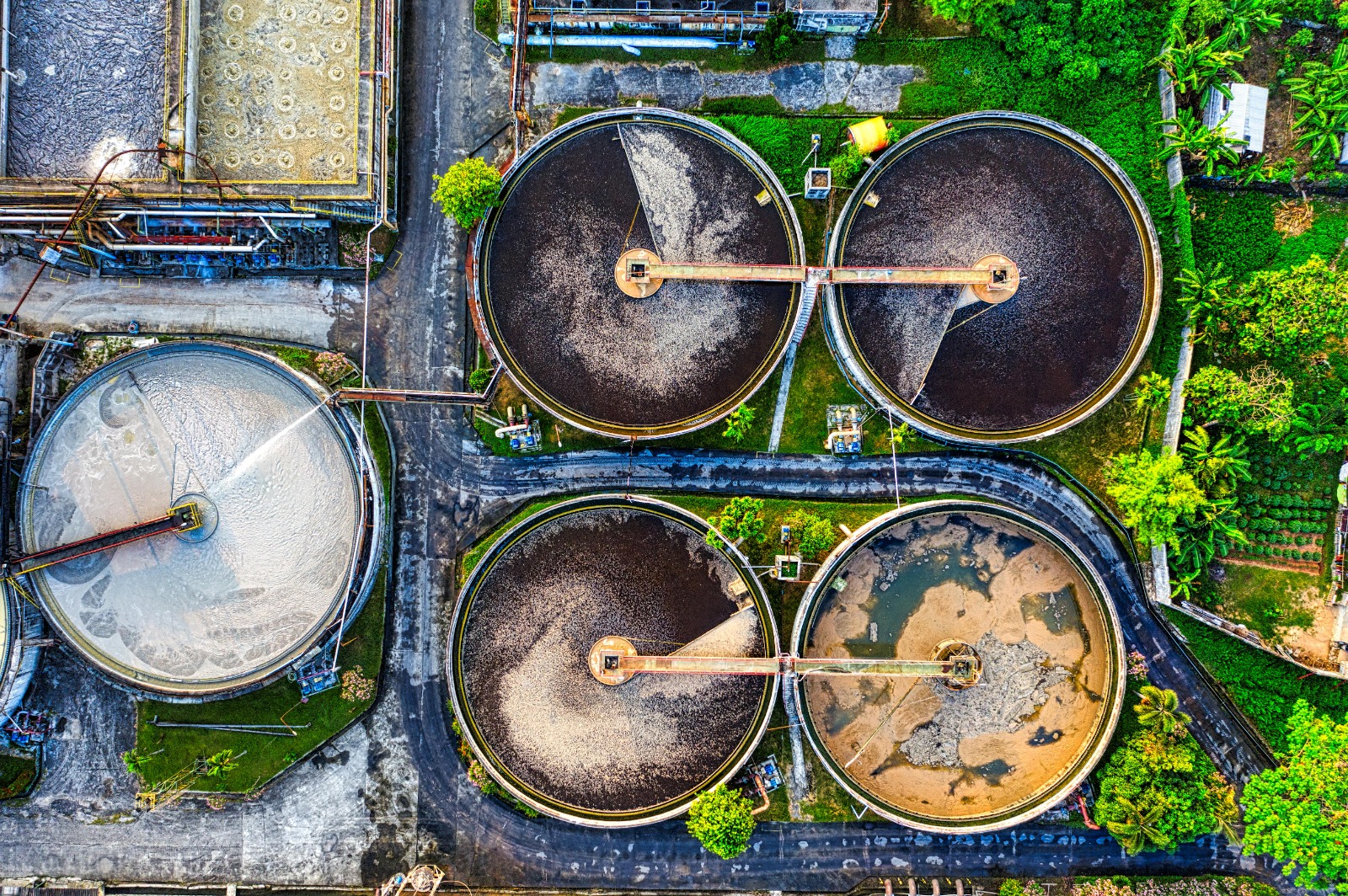 Water treatment facility aerial view